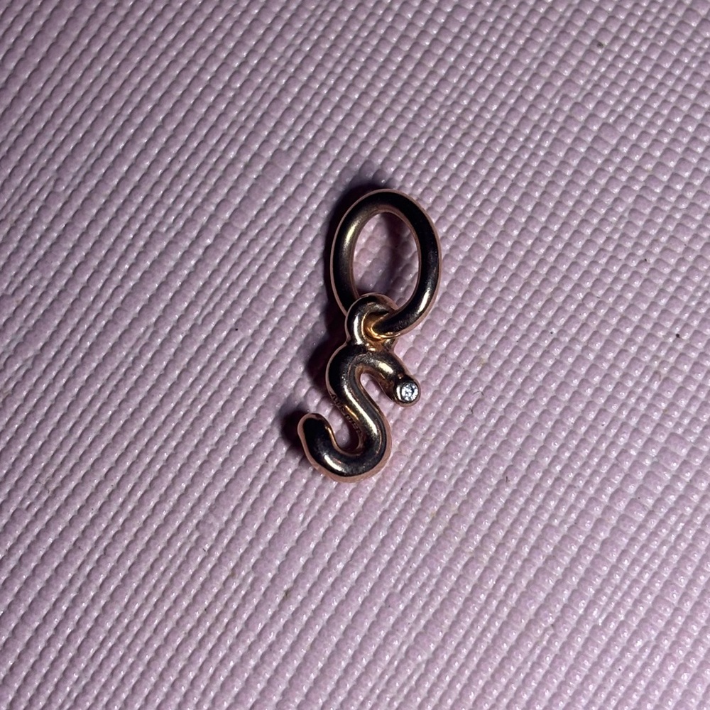 Pandora Rose Gold S Initial Charm with Stone